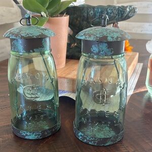 Vintage look Mason Jar Lanterns x2